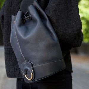 New! Ghurka Burma Leather sling backpack in navy